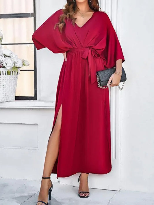 Elegant V-Neck Loose Dress -Guocali