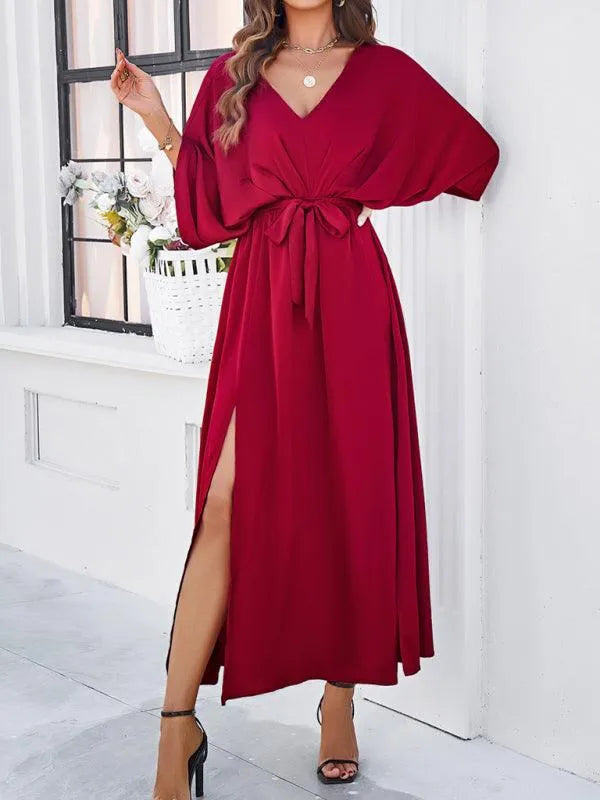 Elegant V-Neck Loose Dress -Guocali