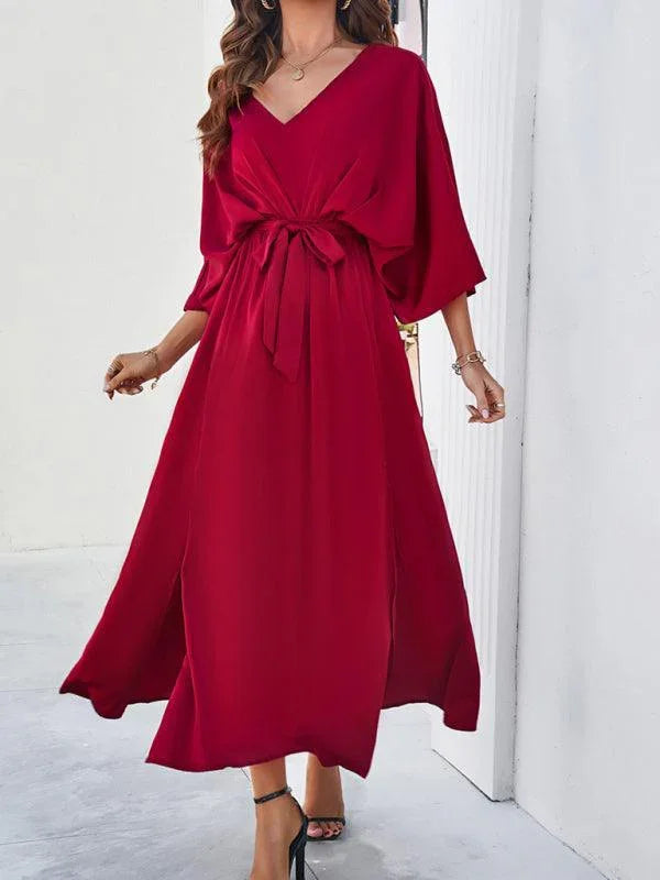 Elegant V-Neck Loose Dress -Guocali