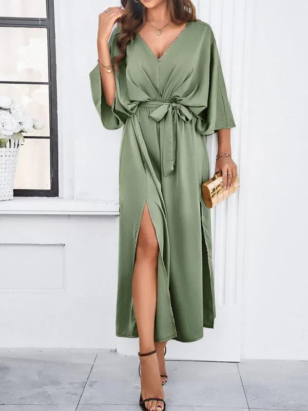 Elegant V-Neck Loose Dress -Guocali
