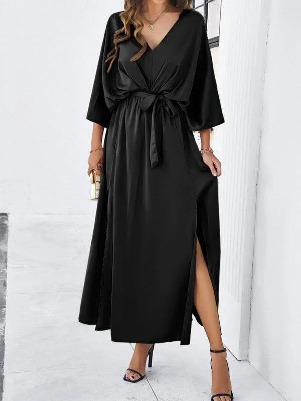Elegant V-Neck Loose Dress -Guocali