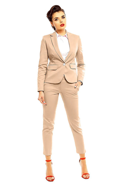 Elegant Women Cropped Pants – High-Waist Zipper Front -Guocali