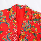 Elegant Women's Pant Suit - Floral Single-Breasted