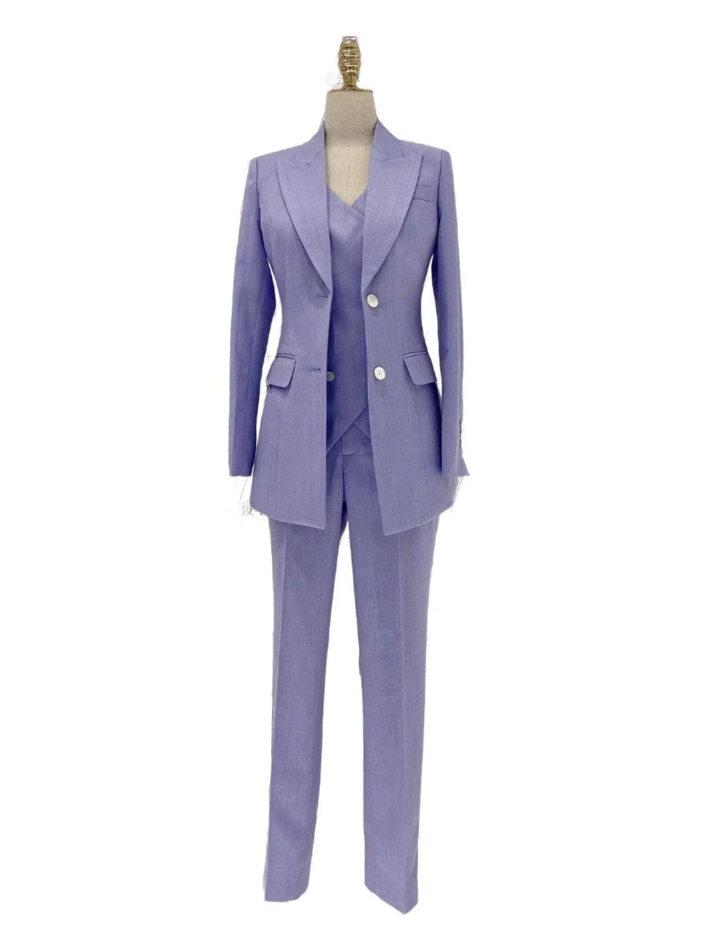 Elegant Women's Pant Suit - Solid Button
