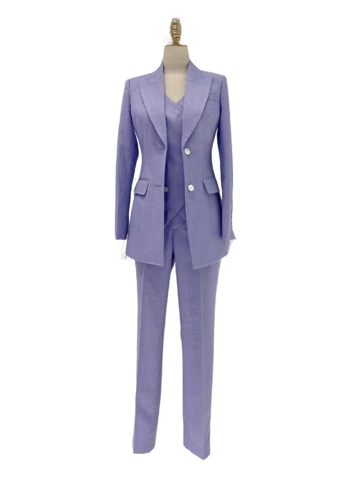 Elegant Women's Pant Suit - Solid Button