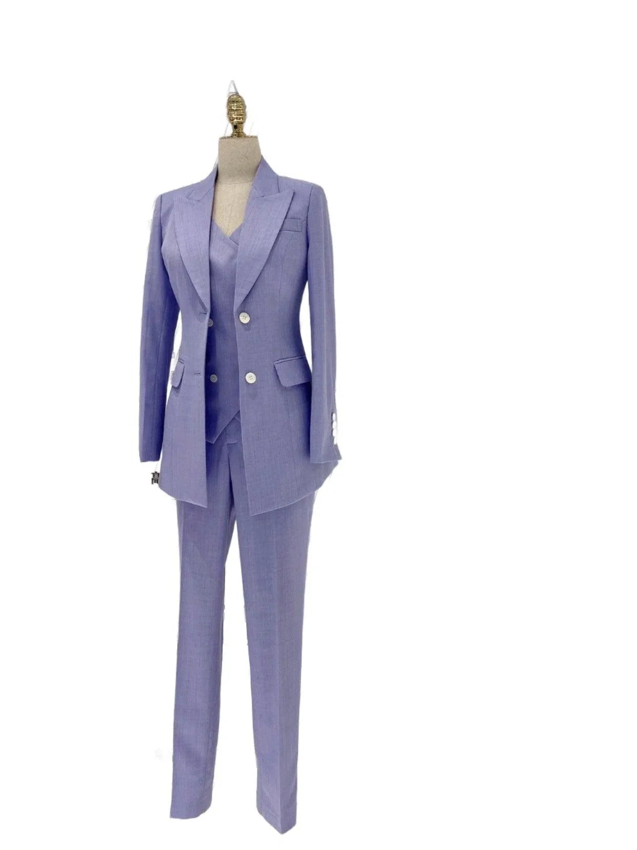 Elegant Women's Pant Suit - Solid Button