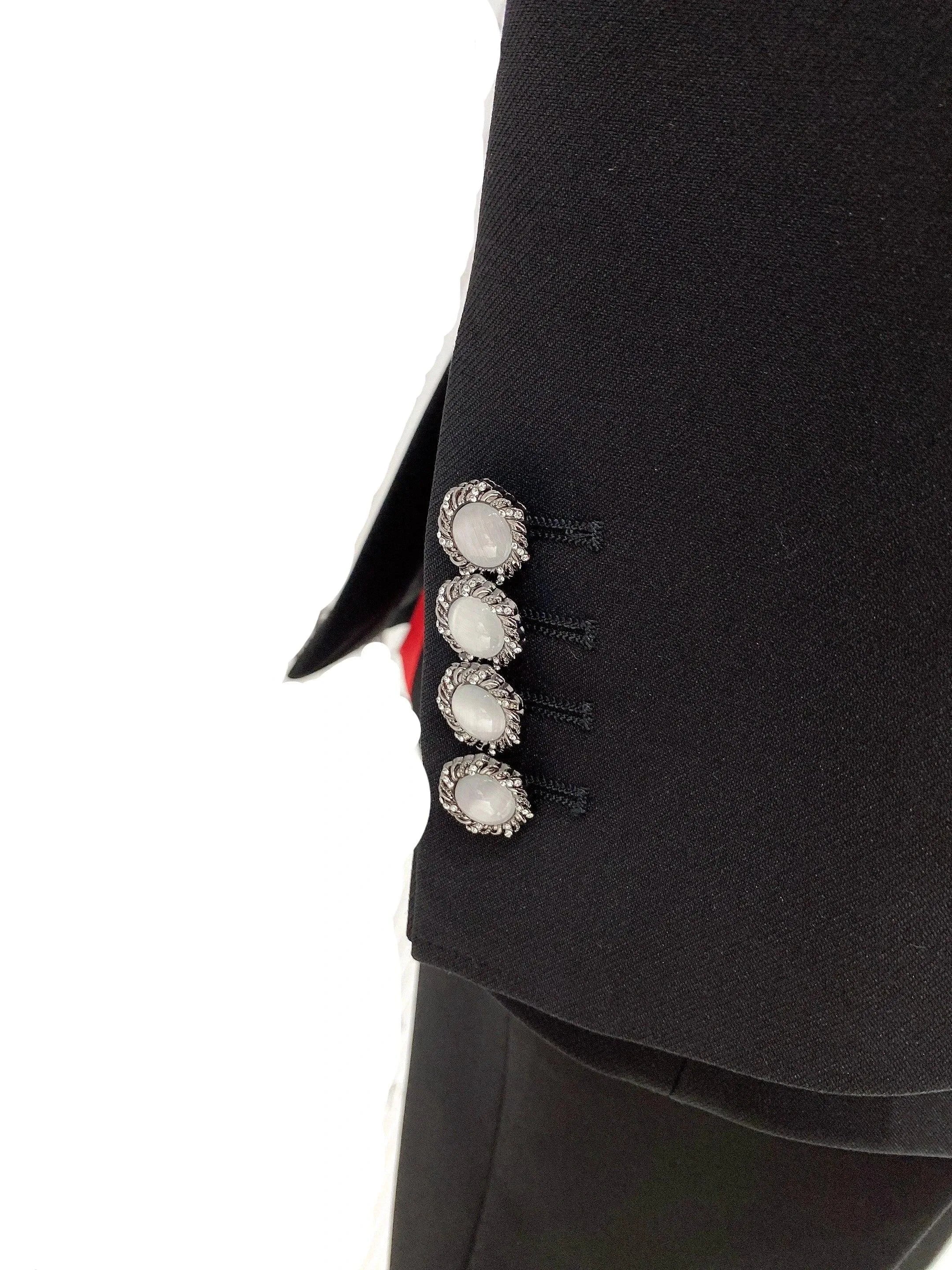 Elegant Women's Pant Suit - Solid Double-Breasted