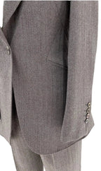 Elegant Women's Pant Suit - Solid One-Button