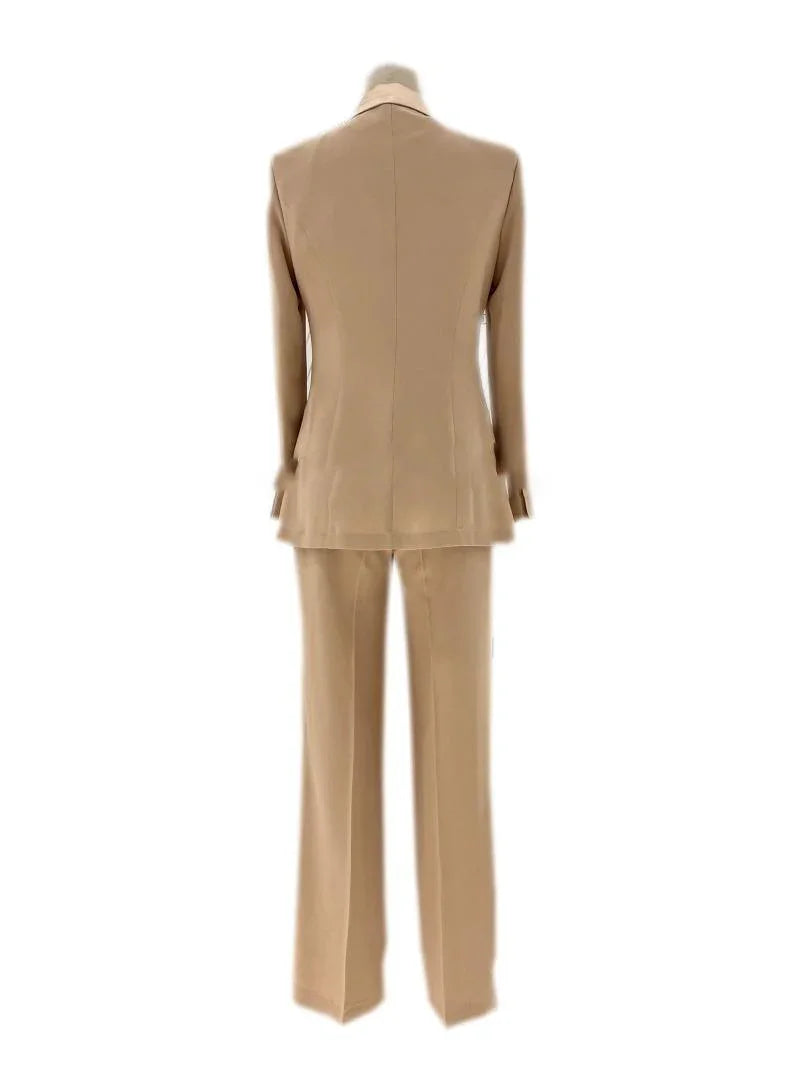 Elegant Women's Pant Suit - Solid Single-Breasted