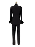 Elegant Women's Tuxedo Suit - Solid Double-Breasted