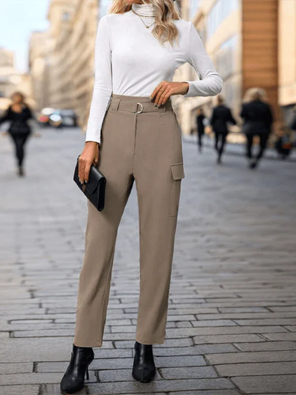 Elegant Women Trousers – High-Rise Relaxed Fit -Guocali