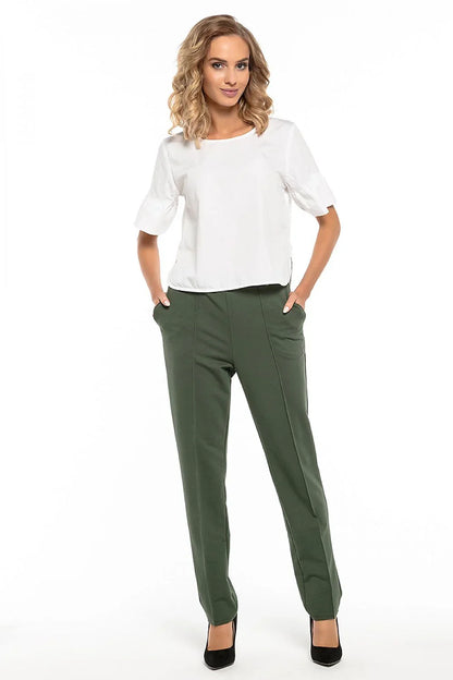 Elegant Women Trousers – Mid Rise Stretch -Guocali