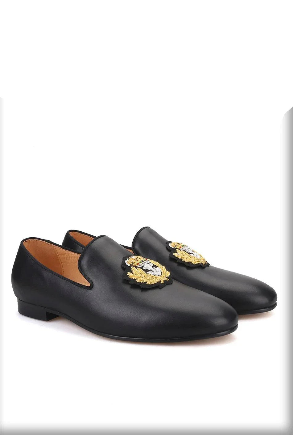 Embroidered Leather Men Loafers - Men Shoes -Guocali