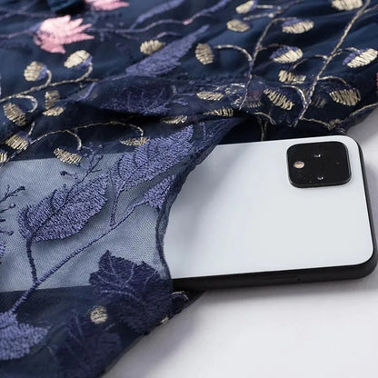 Embroidered V-Neck Floral Knee-Length Dress -Guocali