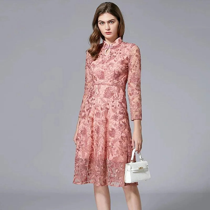 Embroidered Women's Casual Spring Dress -Guocali