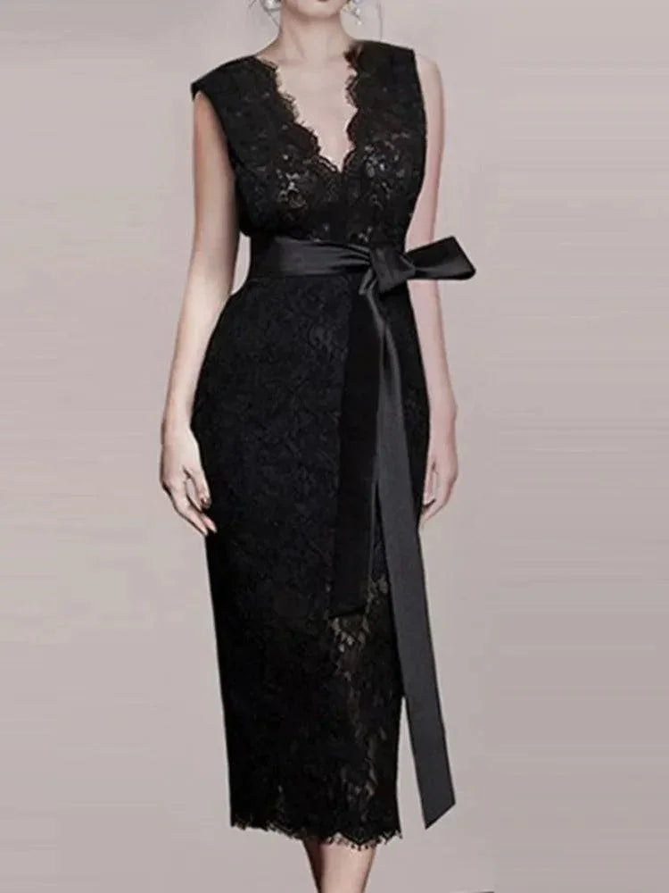 European Style Sexy V-Neck Party Dress -Guocali