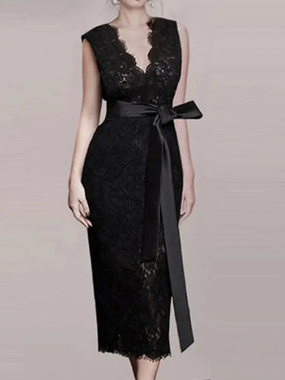 European Style Sexy V-Neck Party Dress -Guocali