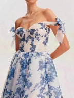 European Style Strapless Slash Neck Dress -Guocali