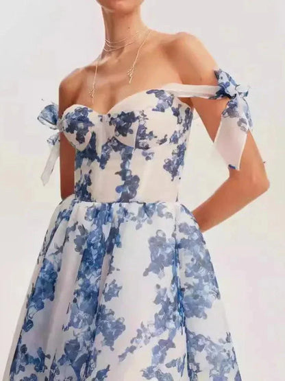 European Style Strapless Slash Neck Dress -Guocali