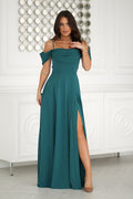 Evening Maxi Dress – Drop Shoulder Straps, Side Slit | GUOCALI