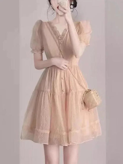 Fairy Style Beaded Chiffon Dress -Guocali