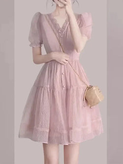 Fairy Style Beaded Chiffon Dress - Guocali