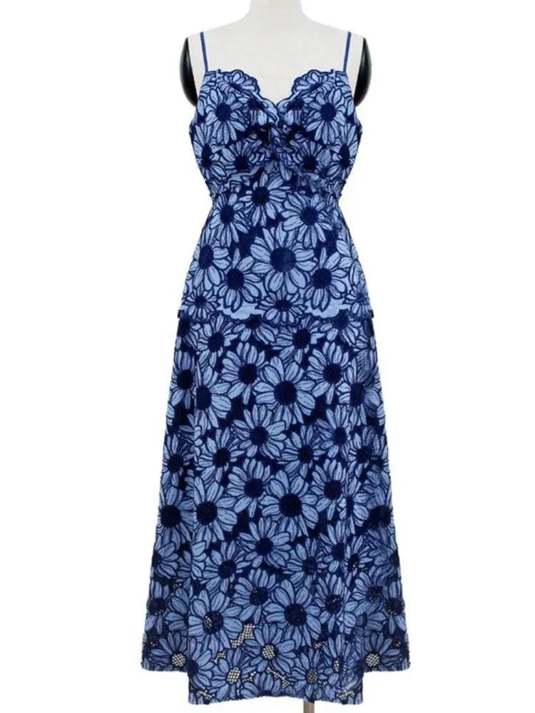 Fairy Style Embroidered Hollow-Out Party Dress -Guocali