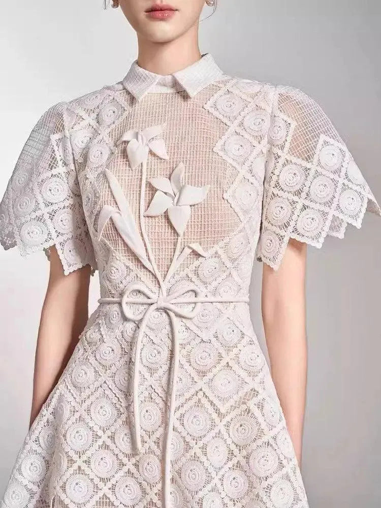 Fairy Style Embroidery Lace Party Dress -Guocali