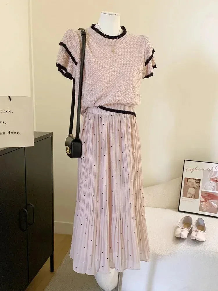 Fashion Pleated Skirt Dot Chiffon -Guocali