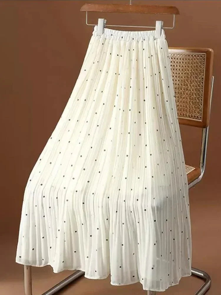 Fashion Pleated Skirt Dot Chiffon -Guocali