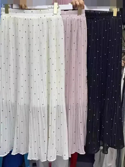 Fashion Pleated Skirt Dot Chiffon -Guocali