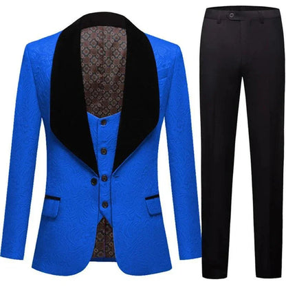 Feather Embossed Men's Tuxedo Suit - Wedding -Guocali