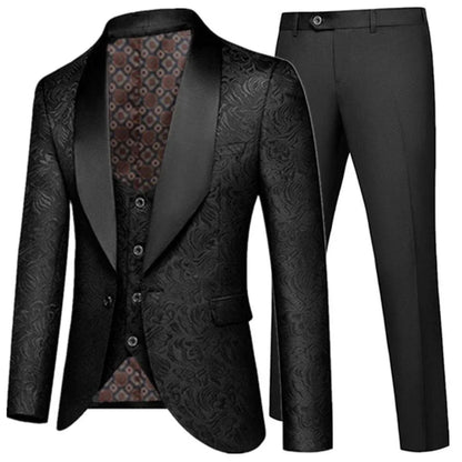 Feather Embossed Men's Tuxedo Suit - Wedding -Guocali