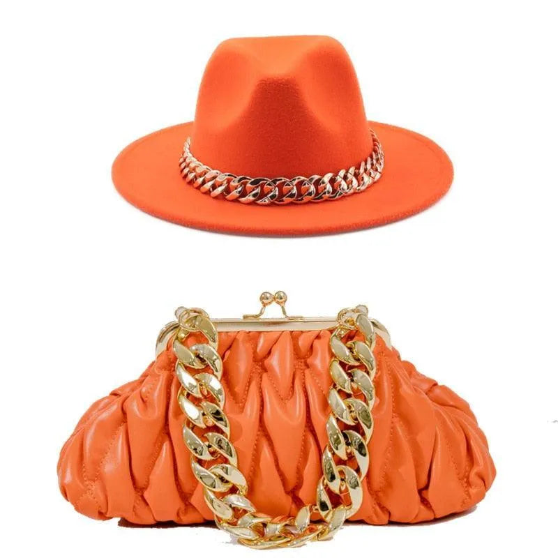 Fedora Hat And Handbag - 2-Piece Luxury Accessories -Guocali