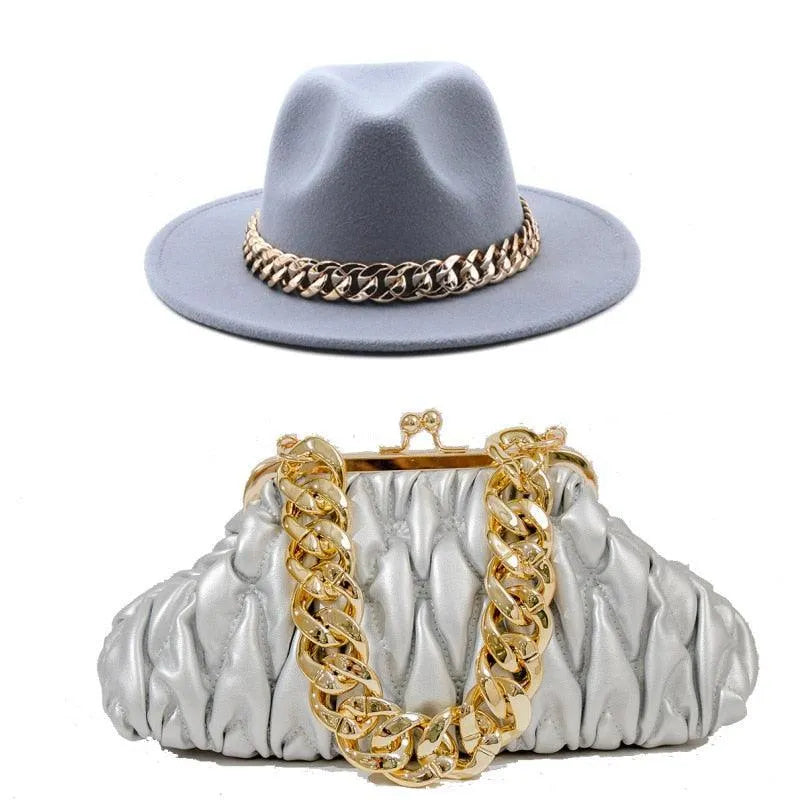 Fedora Hat And Handbag - 2-Piece Luxury Accessories -Guocali