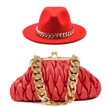 Fedora Hat And Handbag - 2-Piece Luxury Accessories -Guocali