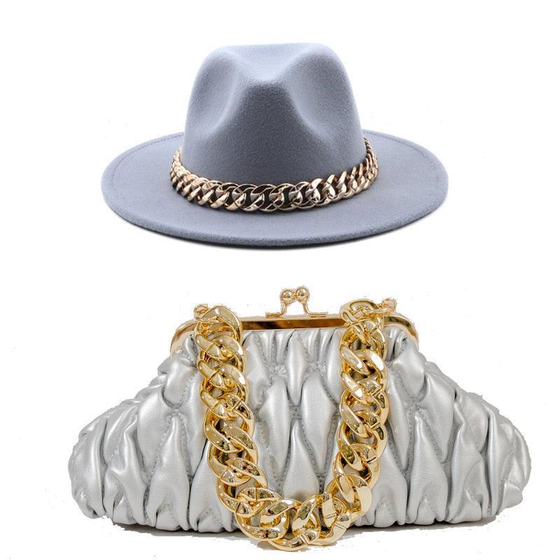 Fedora Hat And Handbag - 2-Piece Luxury Accessories - Fedora Hat - Guocali