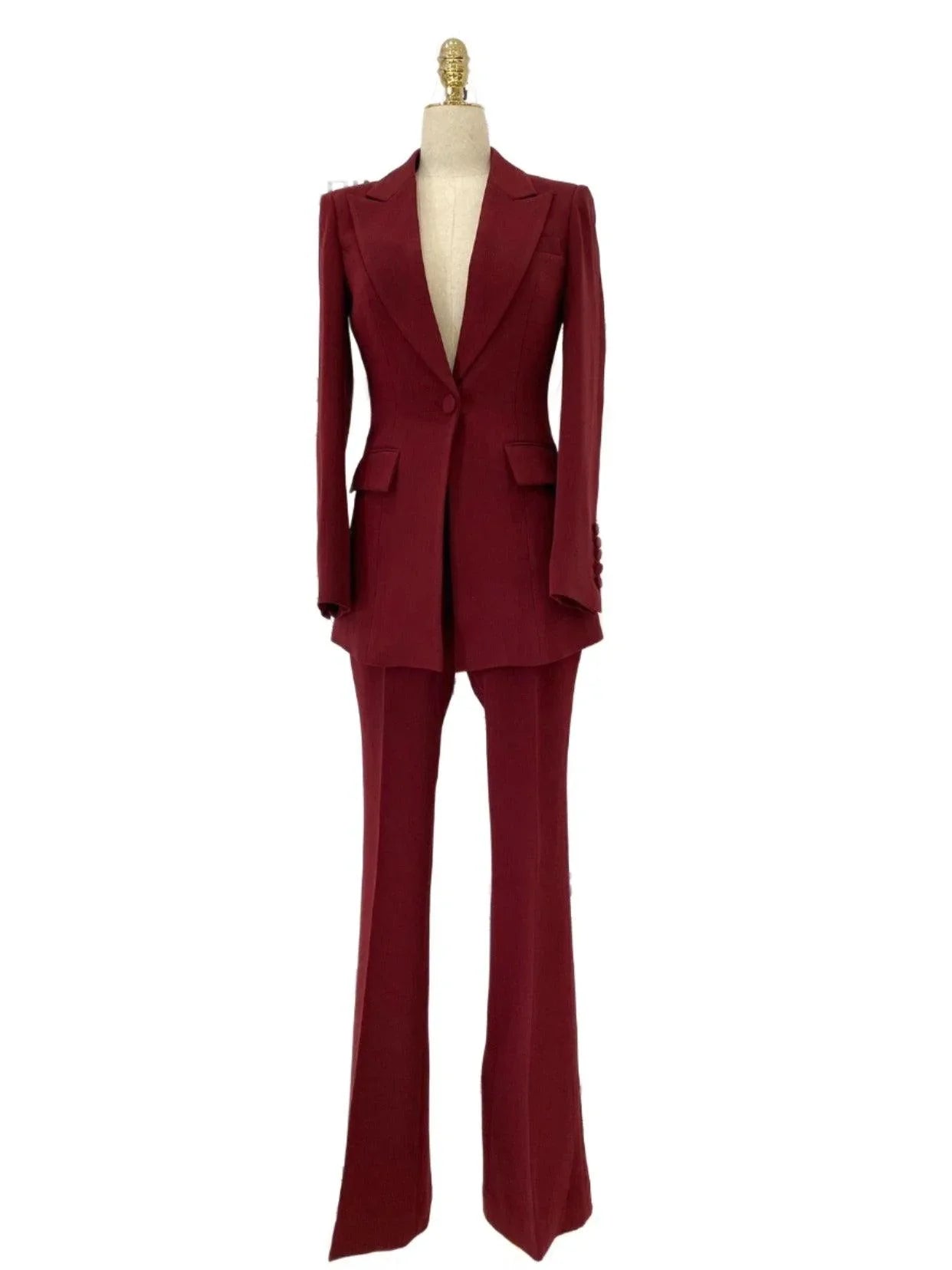 Flared Pant Suit - One Button Women Pantsuit -Guocali