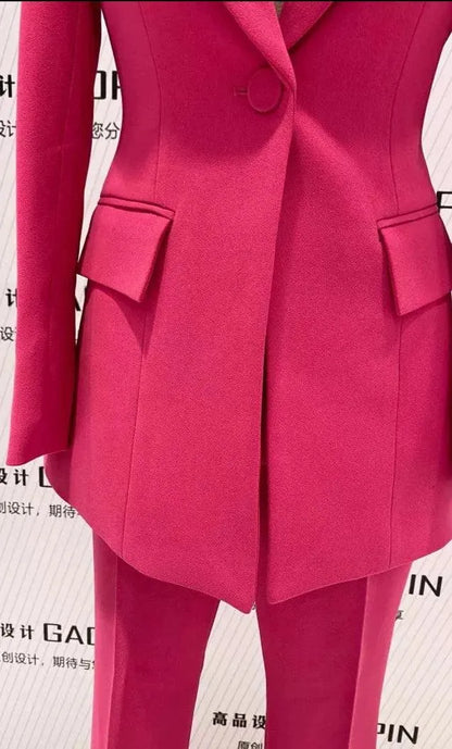 Flared Pant Suit - One Button Women Pantsuit -Guocali