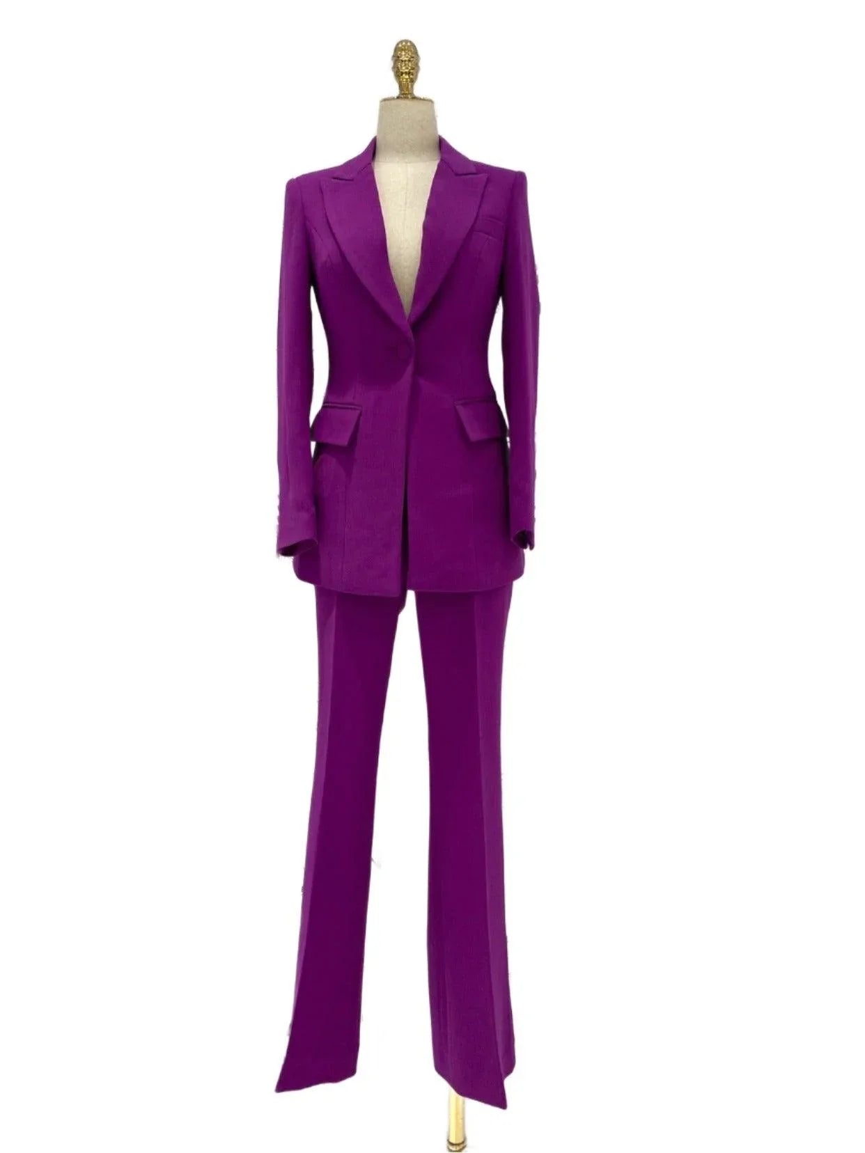 Flared Pant Suit - One Button Women Pantsuit -Guocali