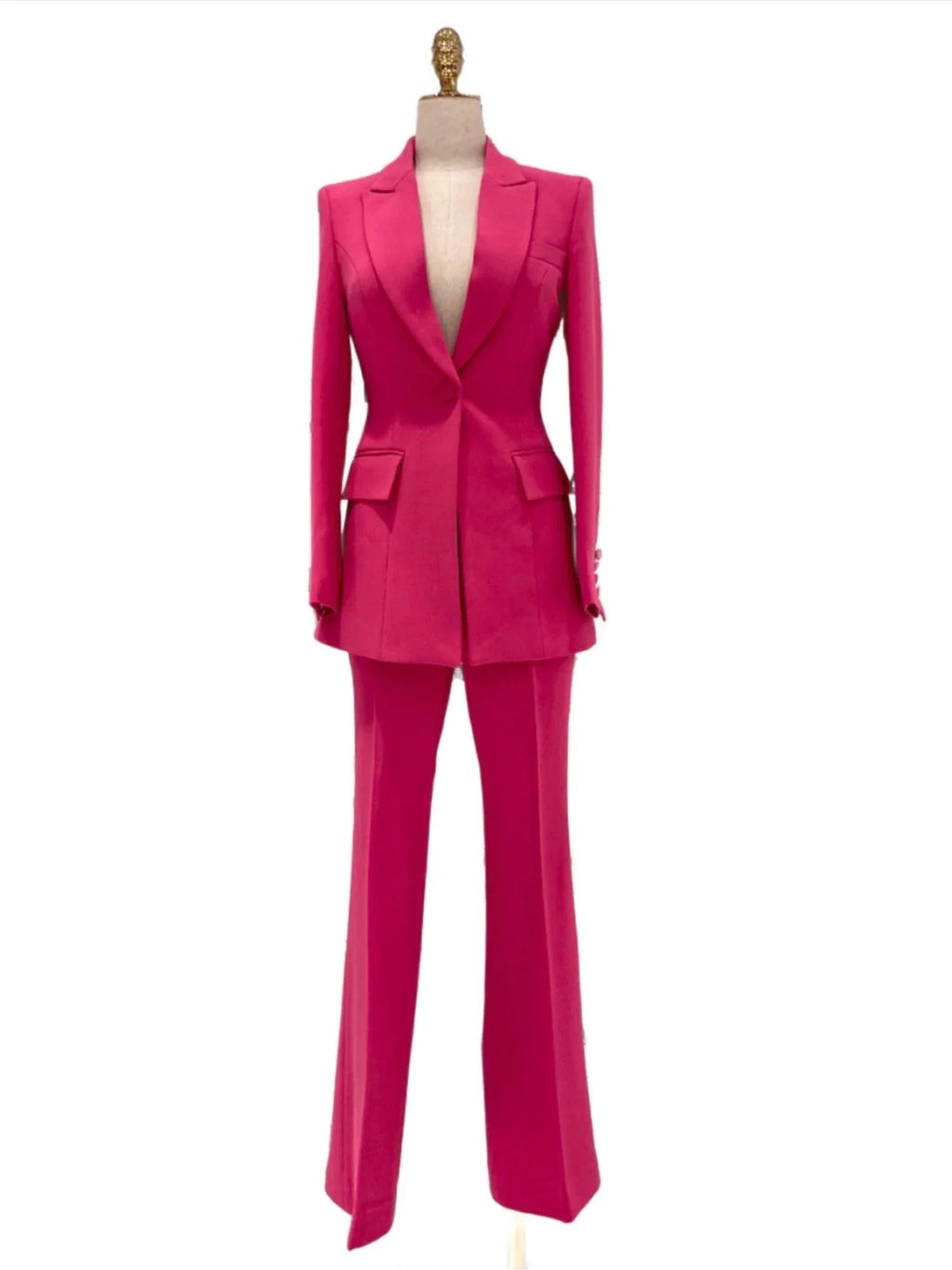 Flared Pant Suit - One Button Women Pantsuit -Guocali