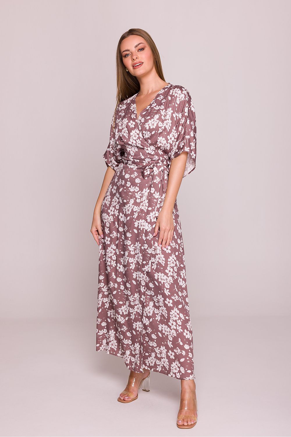 Floral Maxi Dress – V-Neck, Relaxed Cut, Tie Waist – Daydress | GUOCALI