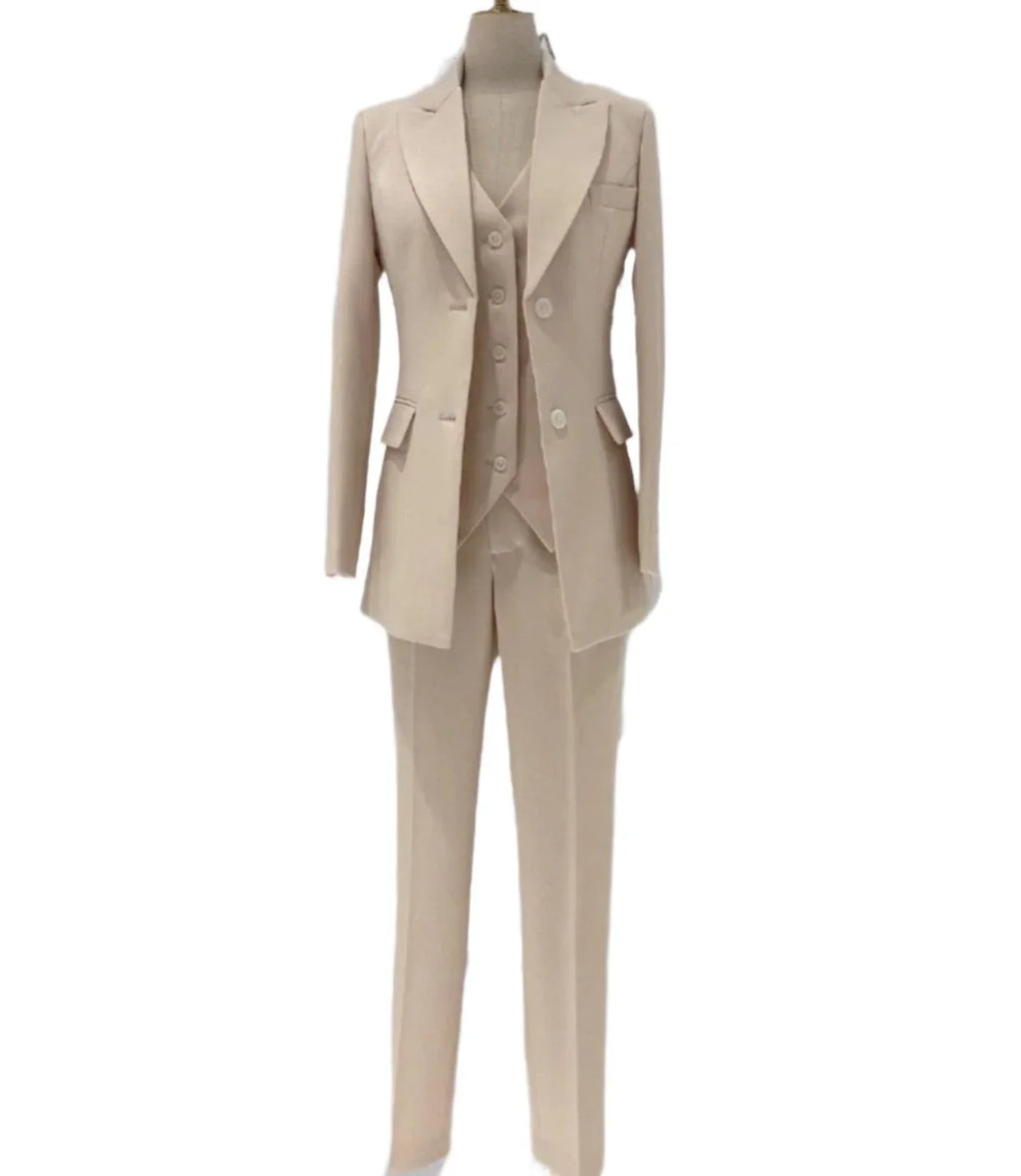 Formal Three Piece Suit - Apricot Women Pantsuit -Guocali