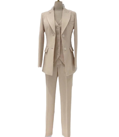 Formal Three Piece Suit - Apricot Women Pantsuit -Guocali