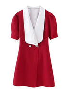 French Fashion Bow Decorated Mini Dress -Guocali