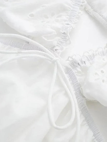 French Lace Deep V-Neck Dress -Guocali