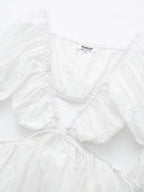 French Lace Deep V-Neck Dress -Guocali
