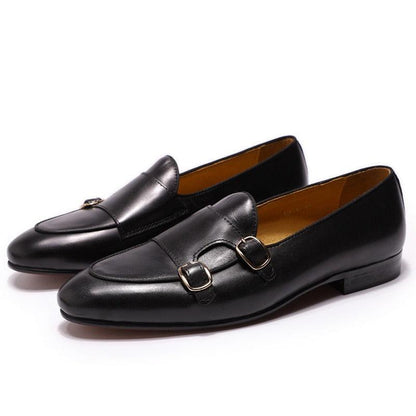 Genuine Leather Men Monk Strap Loafers - Men Shoes - Loafer Shoes - Guocali