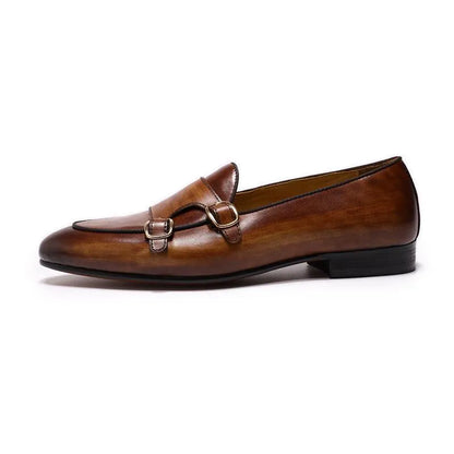 Men Apron Toe Dress Loafers - Buckles, Straps Monk Strap Formal Dress Shoes