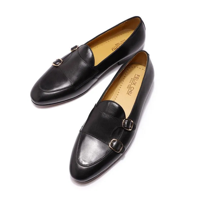 Men Apron Toe Dress Loafers - Buckles, Straps Monk Strap Formal Dress Shoes